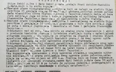 Ugovor o kupoprodaji kmetskih prava na otoku Tijatu 1899.